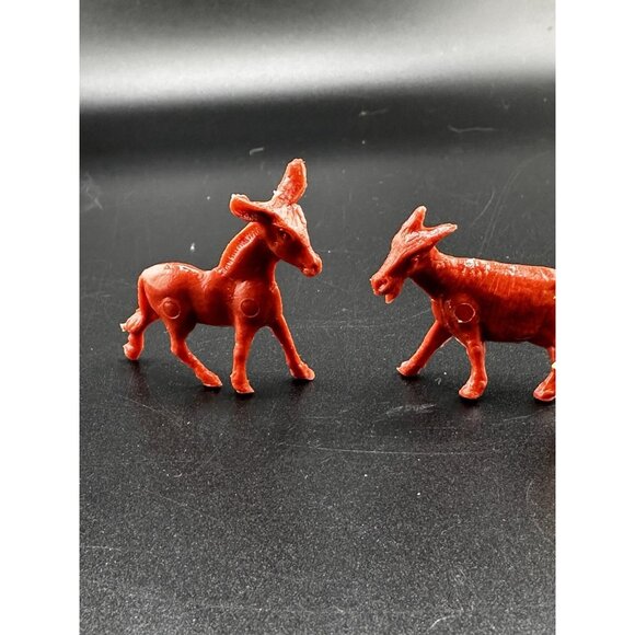 Molded Plastic 1950s Farm Animals Donkey Horse Goat Vtg Tim Mee Marx Auburn ? - Picture 4 of 10